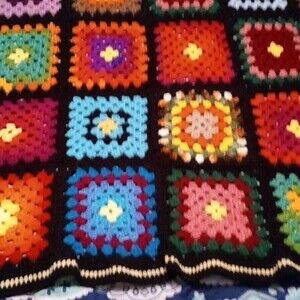 Granny Square crochet Afghan blanket throw